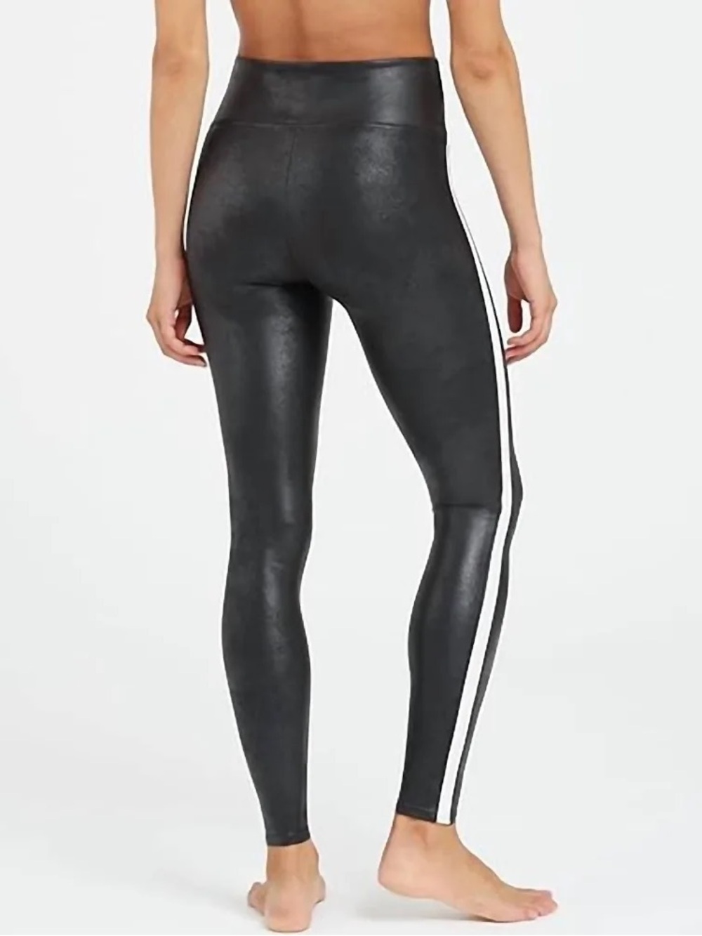 Spanx Women's Faux-Leather Stripe Leggings 20187R size M